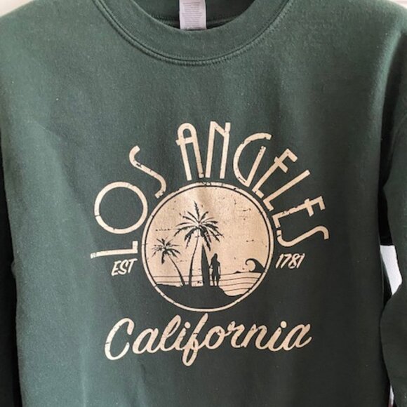 Z LOS ANGELES SWEATSHIRT GREEN PRINTED HEAVY BLENDED - Picture 3 of 6